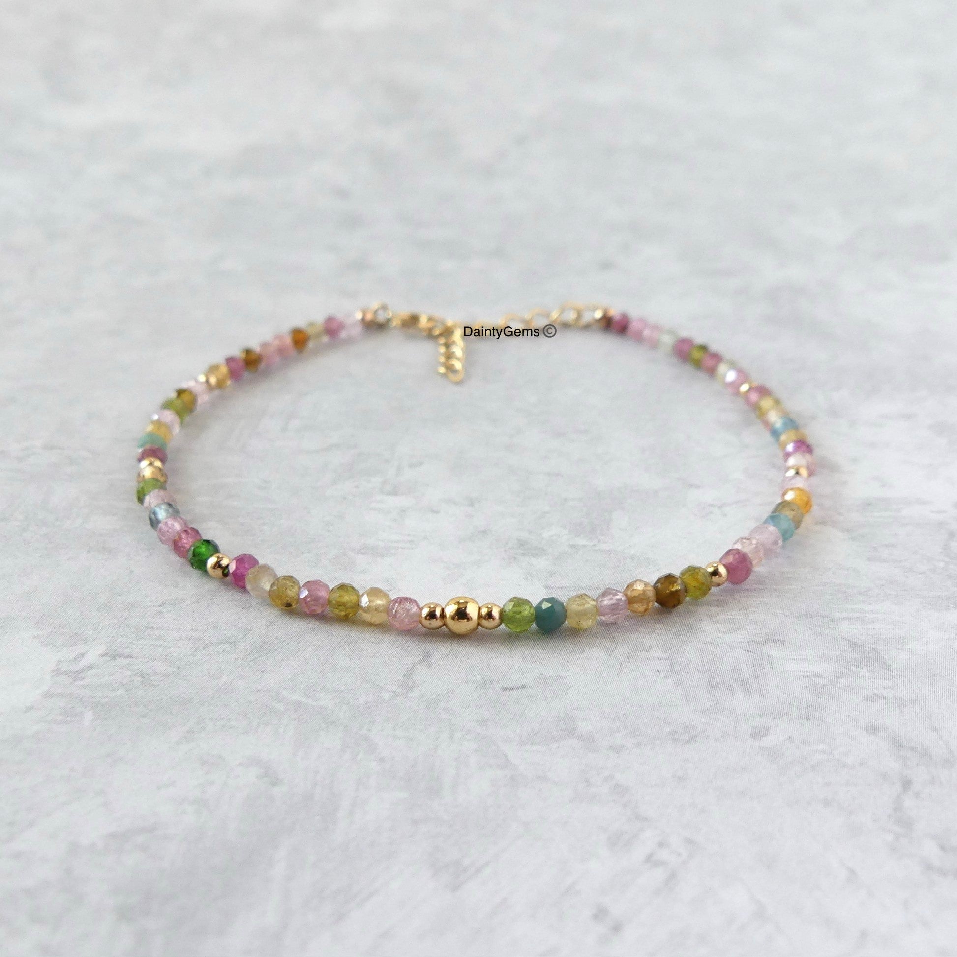 dainty watermelon tourmaline bracelet October birthstone meaningful gift