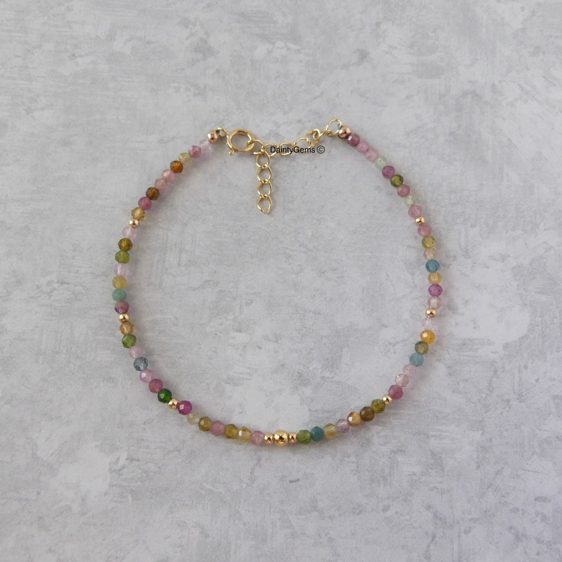 dainty watermelon tourmaline bracelet October birthstone meaningful gift