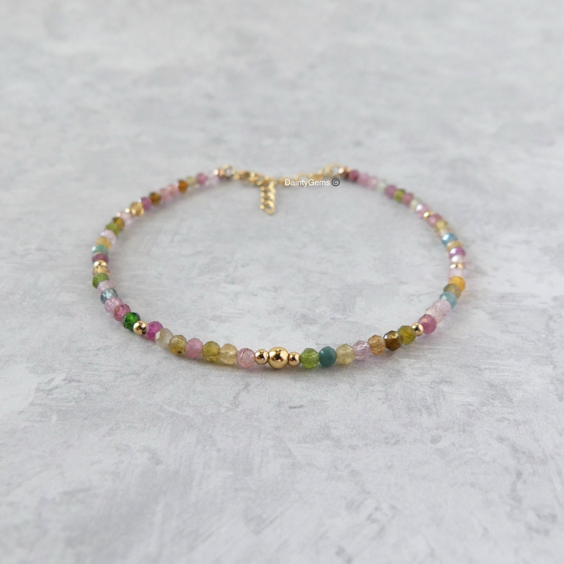 dainty watermelon tourmaline bracelet October birthstone meaningful gift