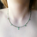 Tiny Emerald Beaded Necklace Layering Dainty Emerald Choker Sparkly Crystal Minimalist Jewelry Birthday Gift For Women May Birthstone