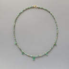 Tiny Emerald Beaded Necklace Layering Dainty Emerald Choker Sparkly Crystal Minimalist Jewelry Birthday Gift For Women May Birthstone