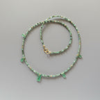 Tiny Emerald Beaded Necklace Layering Dainty Emerald Choker Sparkly Crystal Minimalist Jewelry Birthday Gift For Women May Birthstone