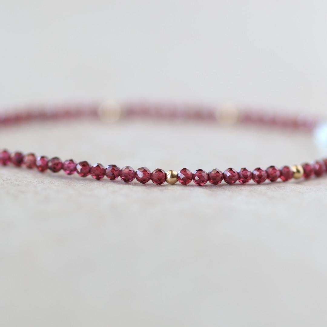 Tiny Garnet and Aquamarine Bracelet