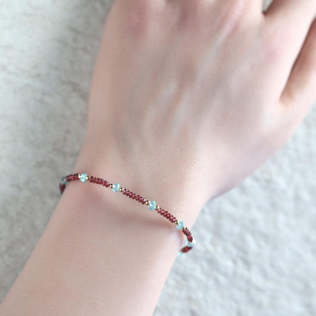 Tiny Garnet and Neon Apatite Bracelet
