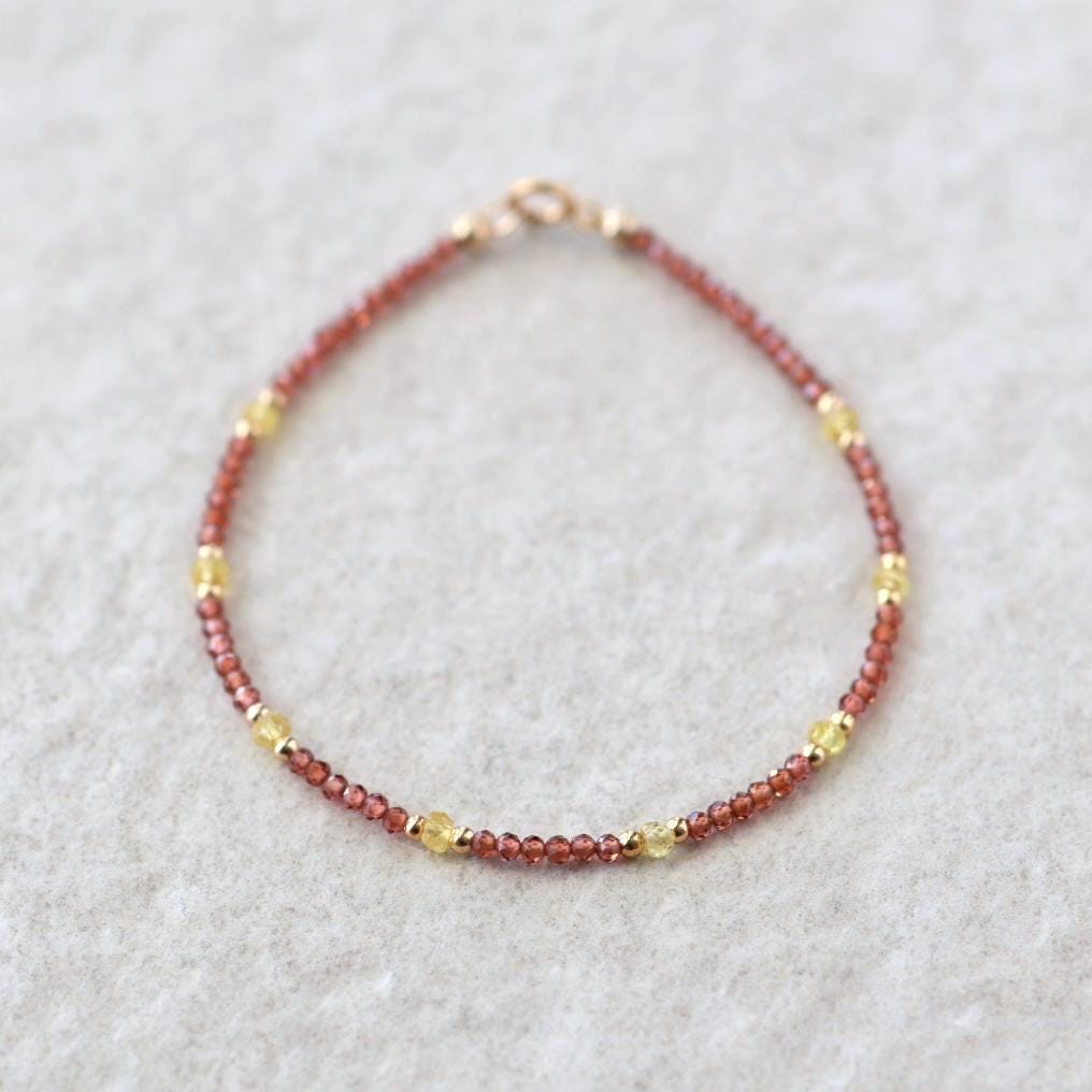Tiny Garnet and Yellow Sapphire Bracelet