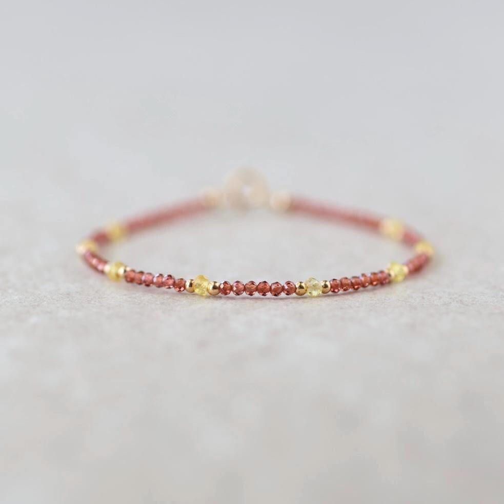 Tiny Garnet and Yellow Sapphire Bracelet
