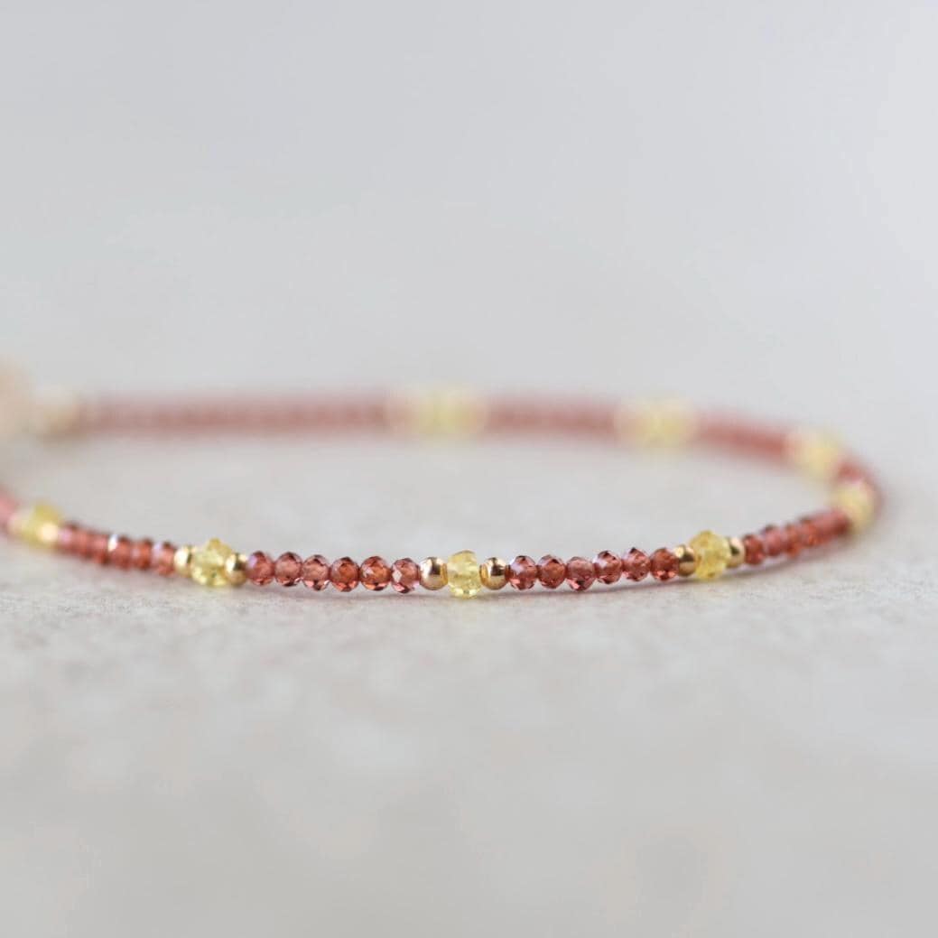 Tiny Garnet and Yellow Sapphire Bracelet