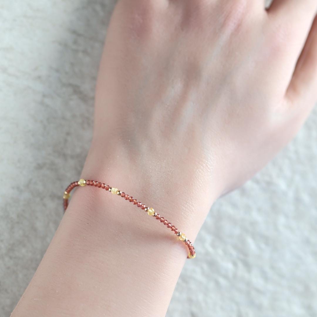 Tiny Garnet and Yellow Sapphire Bracelet