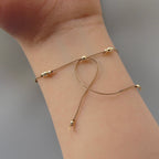 Tiny Gold Filled Beaded Bracelet Silk Cord Wish Bracelet Dainty Minimalist Jewelry Friendship Bracelet Stacking Birthday Gift for Women