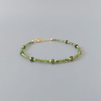 Tiny Green Tourmaline Bracelet Dainty Gold Filled Beaded Bracelet Green Crystal Minimalist Everyday Jewelry October Birthstone Gift Women