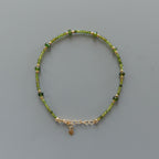Tiny Green Tourmaline Bracelet Dainty Gold Filled Beaded Bracelet Green Crystal Minimalist Everyday Jewelry October Birthstone Gift Women