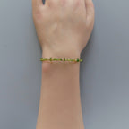 Tiny Green Tourmaline Bracelet Dainty Gold Filled Beaded Bracelet Green Crystal Minimalist Everyday Jewelry October Birthstone Gift Women