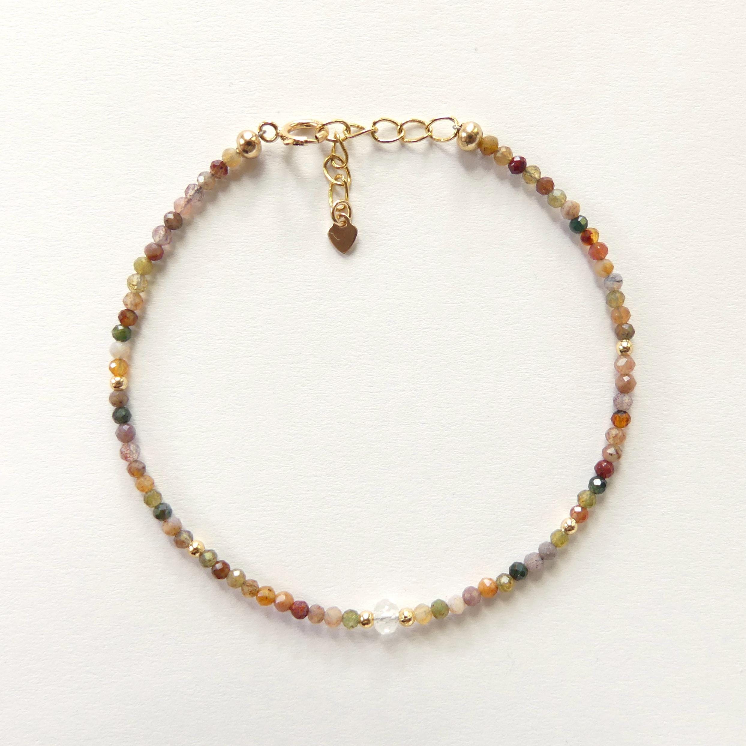 Tiny Indian Agate Bracelet Dainty Minimalist Jewelry Colorful Agate Crystal Energy Protection bracelet Healing Gemstone Birthday Gift for
