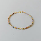 Tiny Indian Agate Bracelet Dainty Minimalist Jewelry Colorful Agate Crystal Energy Protection bracelet Healing Gemstone Birthday Gift for