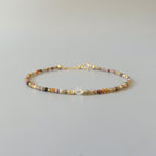 Tiny Indian Agate Bracelet Dainty Minimalist Jewelry Colorful Agate Crystal Energy Protection bracelet Healing Gemstone Birthday Gift for
