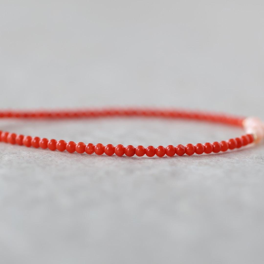 Tiny Italian Coral Bracelet Dainty Angel Skin Coral Jewelry Minimalist Red Coral Bracelet October Birthstone 35th anniversary gift Birthday