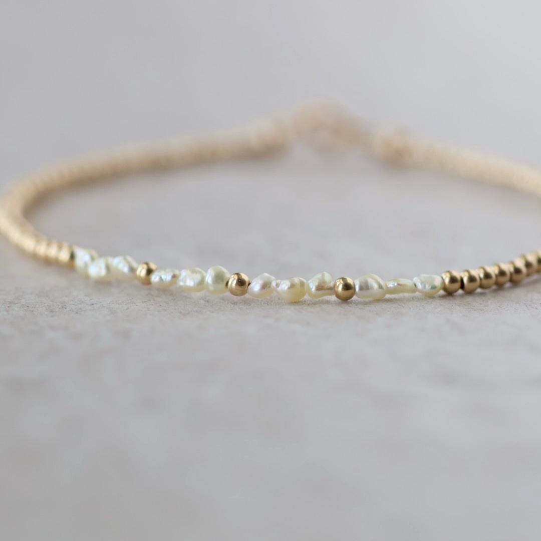 Tiny Japanese Akoya Keshi Pearl Bracelet