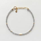 Tiny Labradorite Bracelet Dainty Gemstone Beaded Bracelet Gray Crystal Blue Flash Healing Bracelet Protection Birthday Gift Daughter Niece