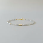 Tiny Labradorite Bracelet Dainty Gemstone Beaded Bracelet Gray Crystal Blue Flash Healing Bracelet Protection Birthday Gift Daughter Niece