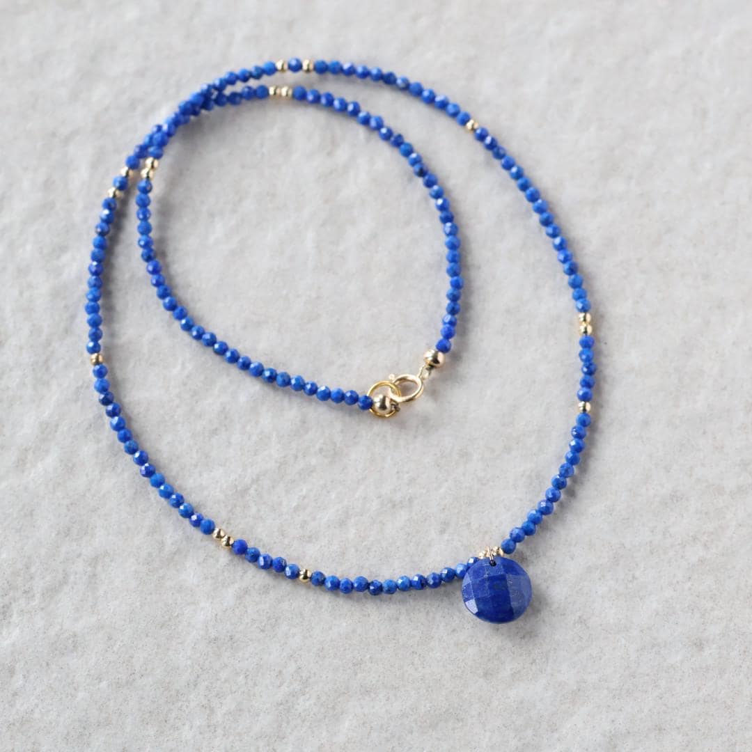 Tiny Lapis Beaded Necklace