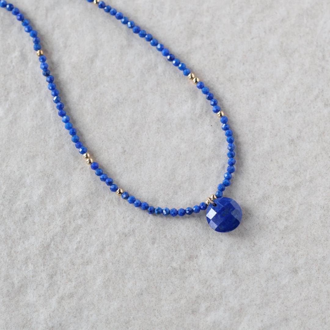 Tiny Lapis Beaded Necklace