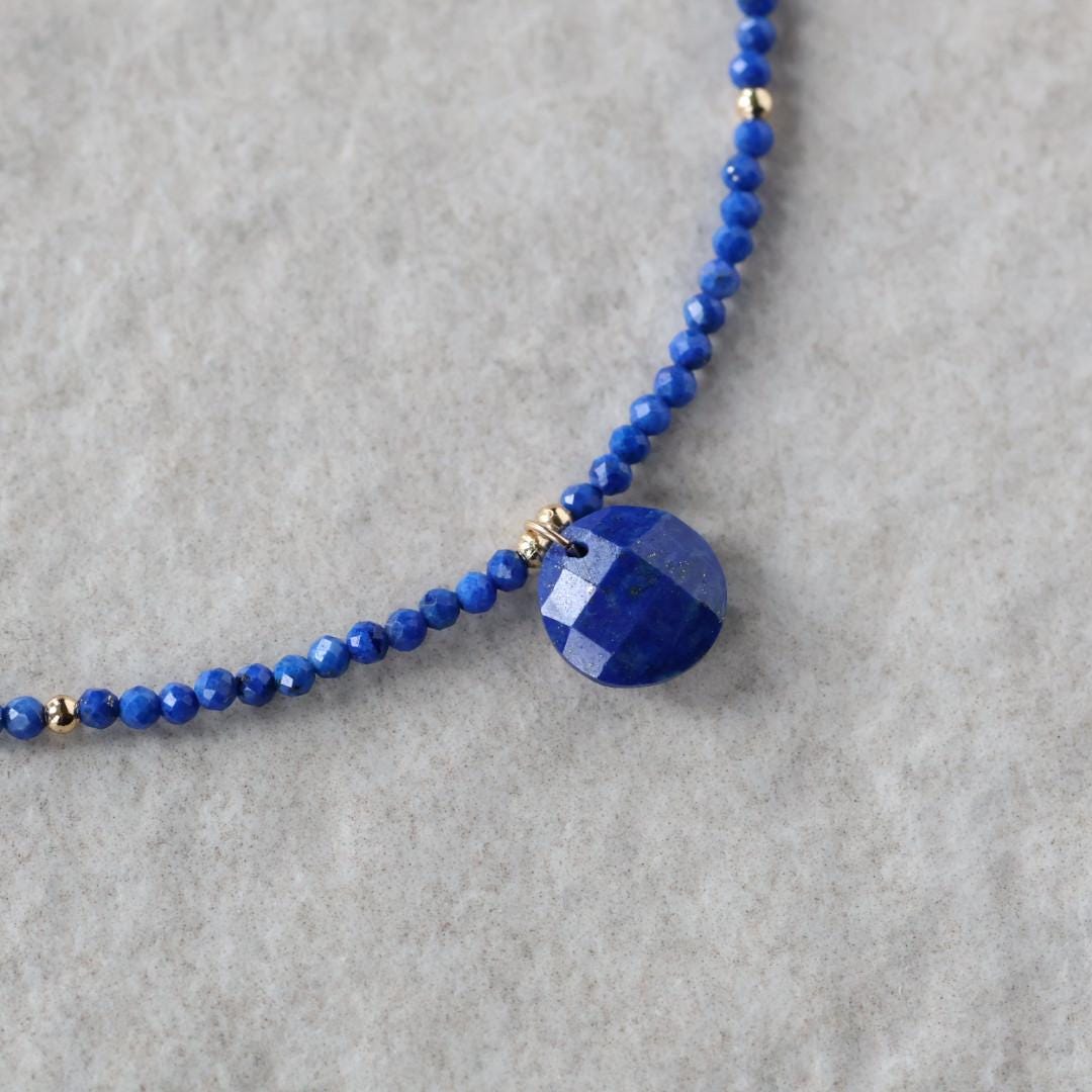Tiny Lapis Beaded Necklace
