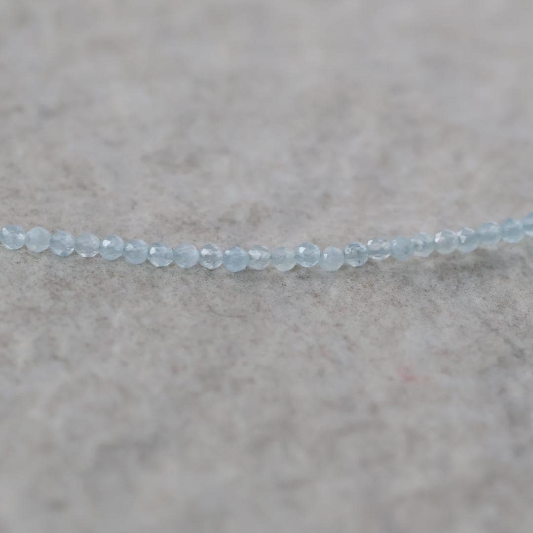 Dainty Aquamarine Necklace Beaded Choker Layering Simple Necklace Minimalist Jewelry Gift March Birthstone Mom Wife Bridesmaids
