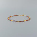 Tiny Garnet Bracelet Dainty Yellow Sapphire Bracelet Gold Filled Beaded Crystal Boho Jewelry Minimalist Birthstone Bracelet Gift for Women