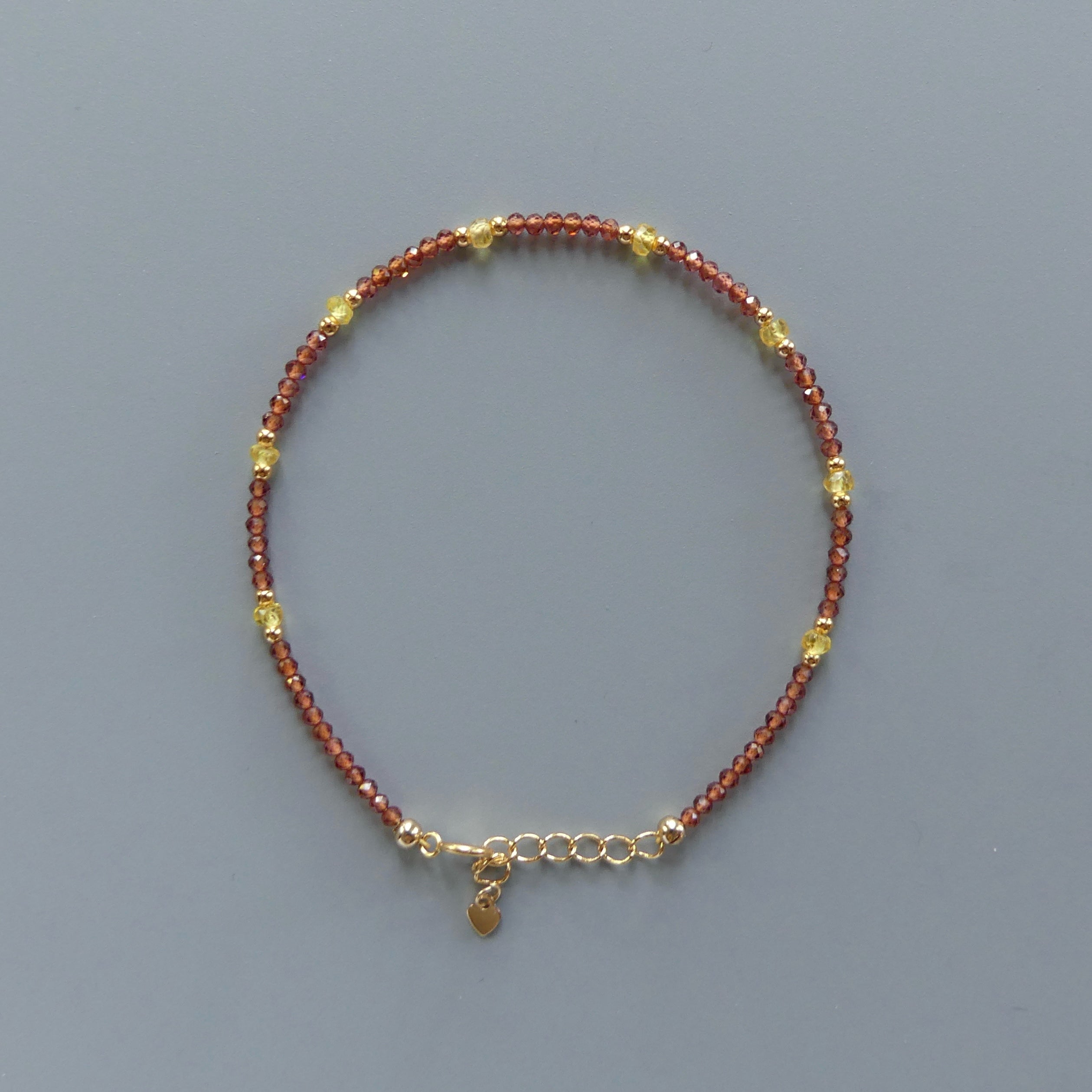 Tiny Garnet Bracelet Dainty Yellow Sapphire Bracelet Gold Filled Beaded Crystal Boho Jewelry Minimalist Birthstone Bracelet Gift for Women