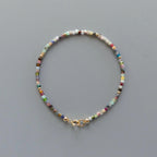 Tiny Colorful Bracelet Dainty Rainbow Bracelet Gold Filled Stacking Multi Gemstone Bead Bracelet Minimalist Birthday Gift Teen Girl Women