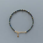 Tiny Mystic Black Spinel Bracelet Dainty Black Opal Gold Filled Bracelet Sparkly Black Crystal Jewelry Minimalist October Birthstone Gift