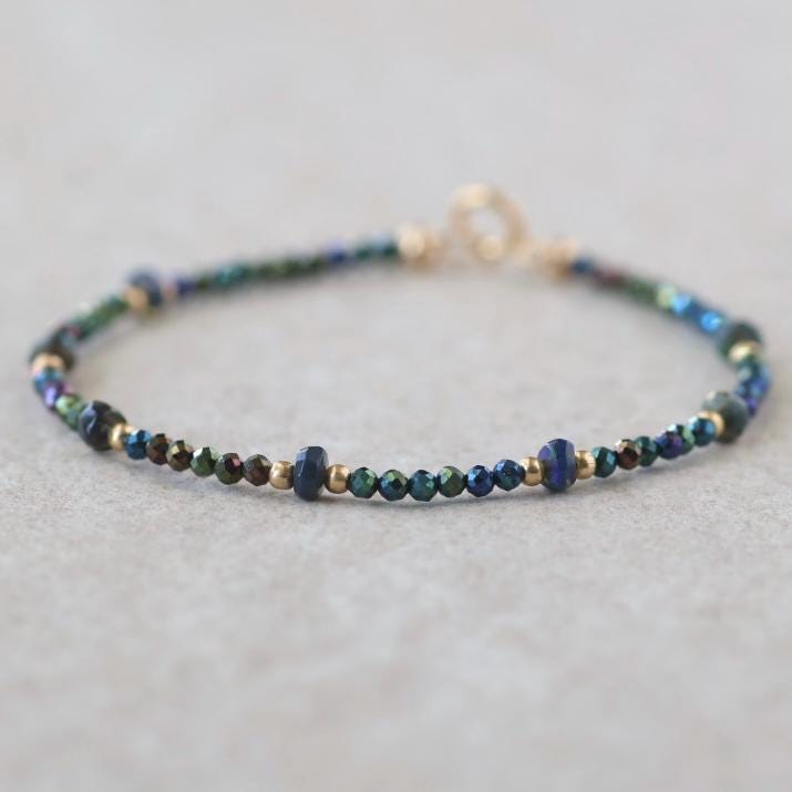 Tiny Mystic Spinel and Black Opal Bracelet