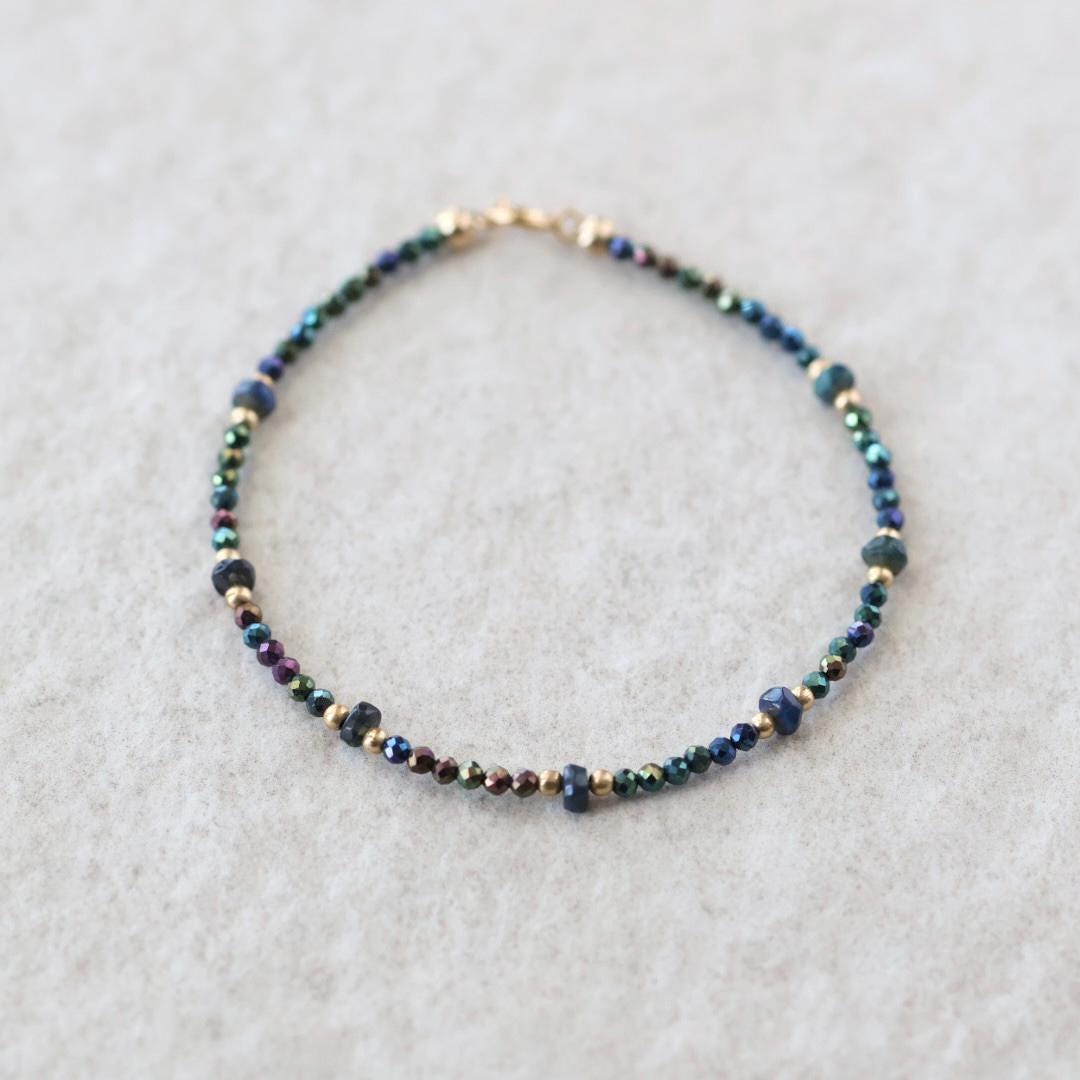 Tiny Mystic Spinel and Black Opal Bracelet