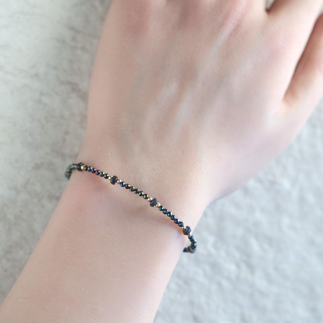 Tiny Mystic Spinel and Black Opal Bracelet