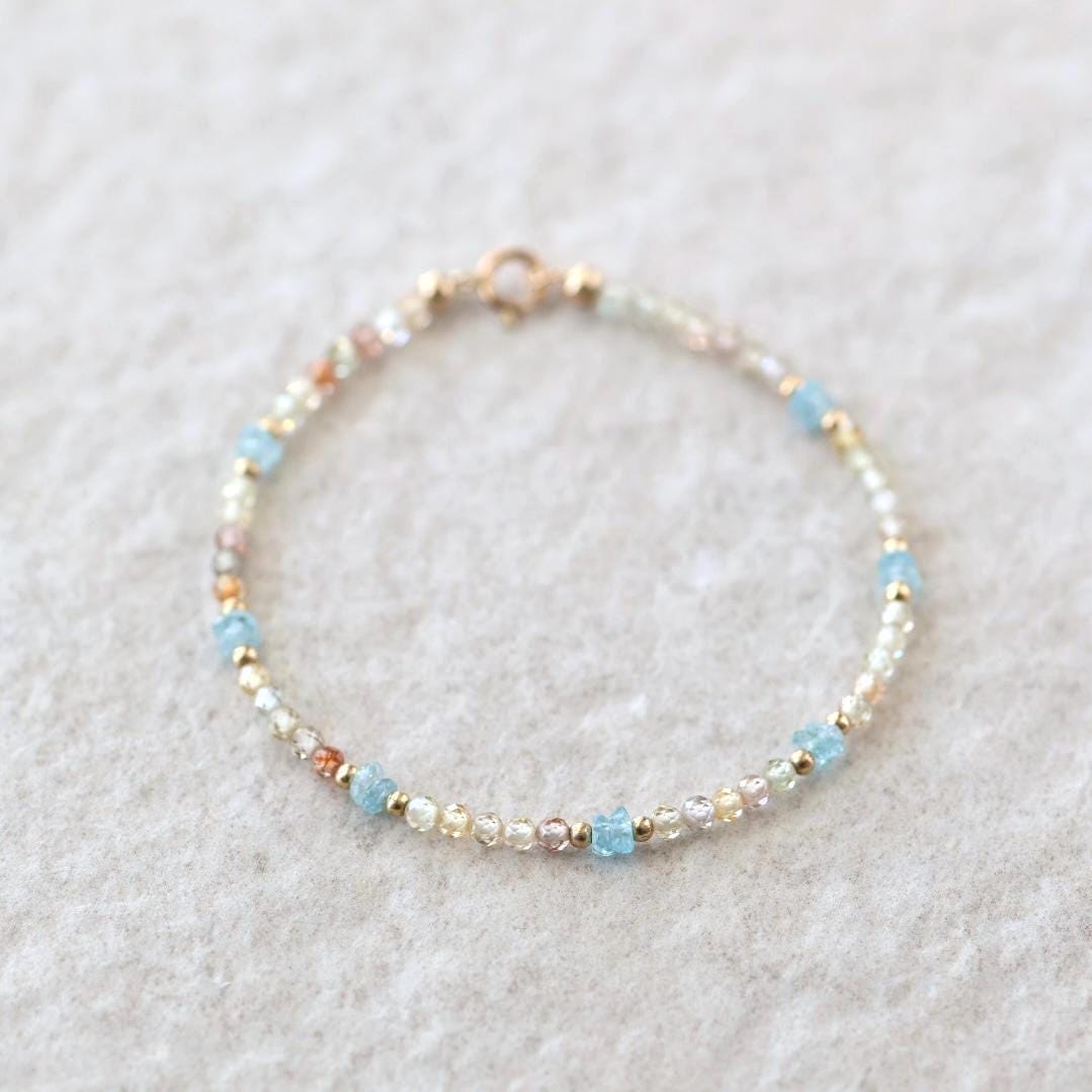 Tiny Blue and Yellow Zircon Bracelet
