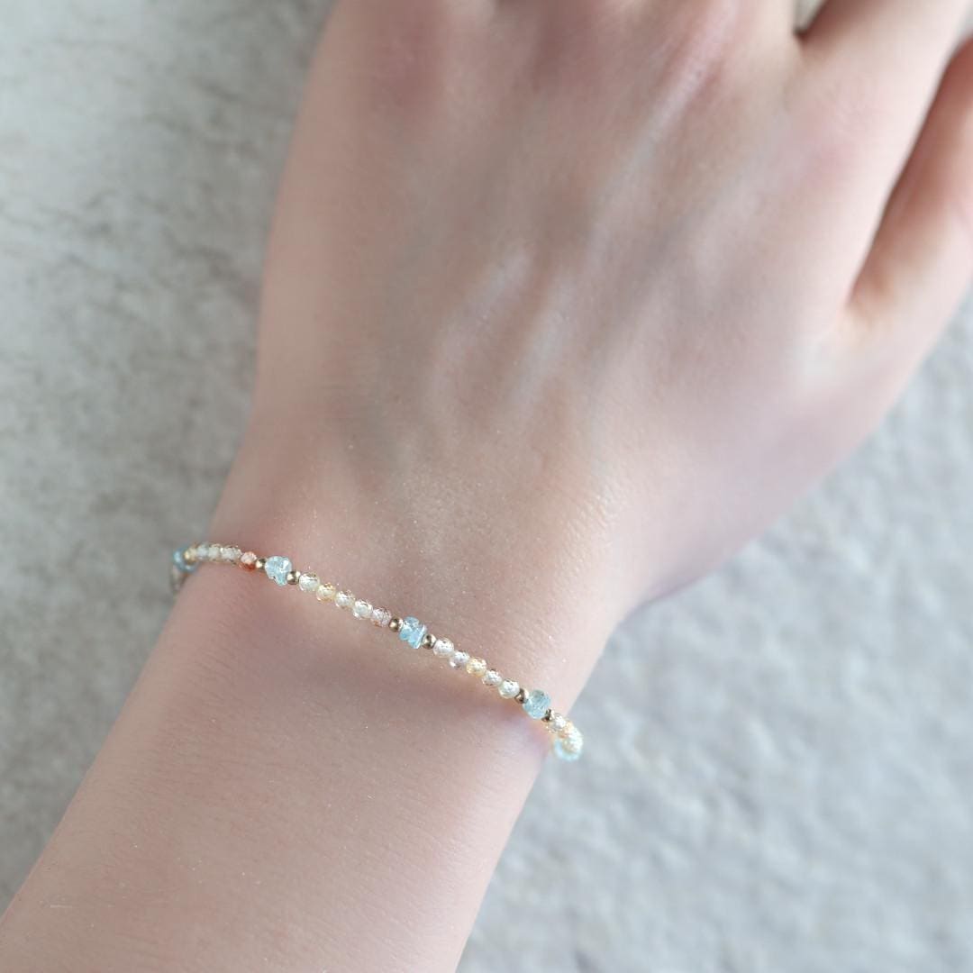 Tiny Blue and Yellow Zircon Bracelet
