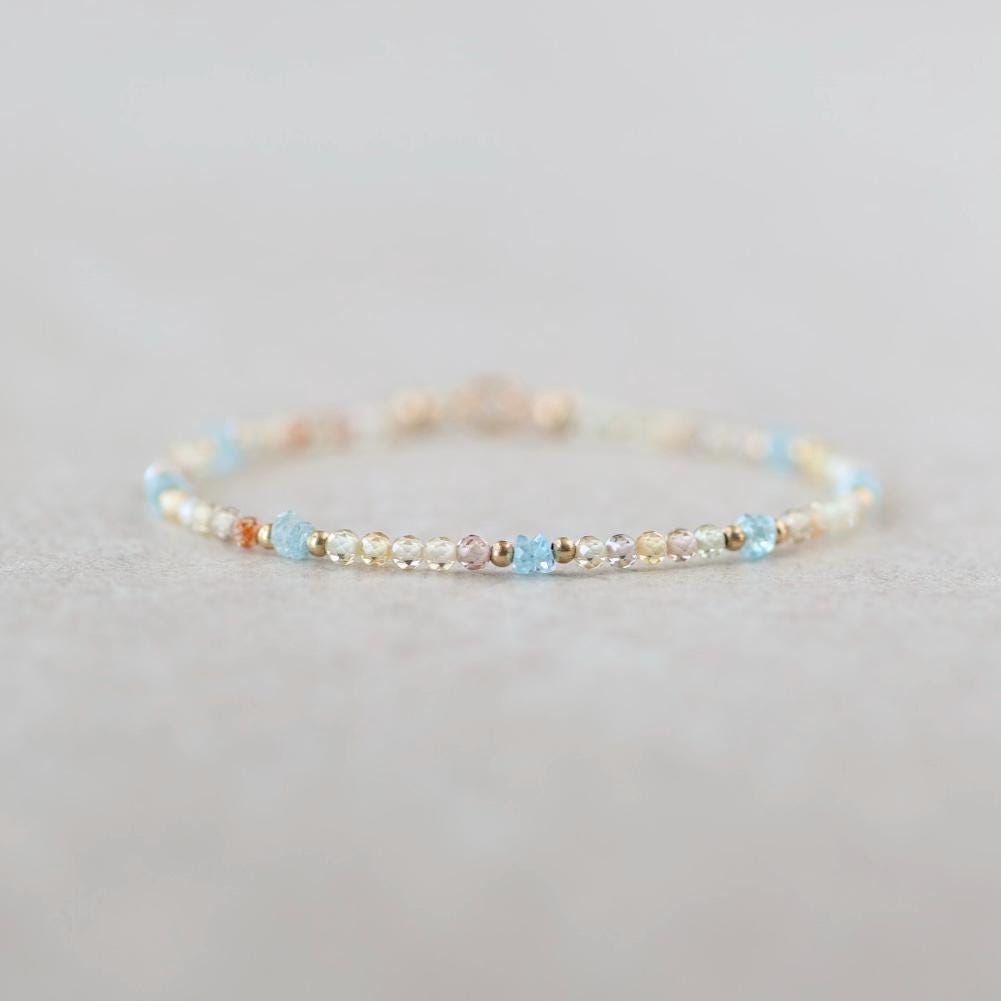 Tiny Blue and Yellow Zircon Bracelet