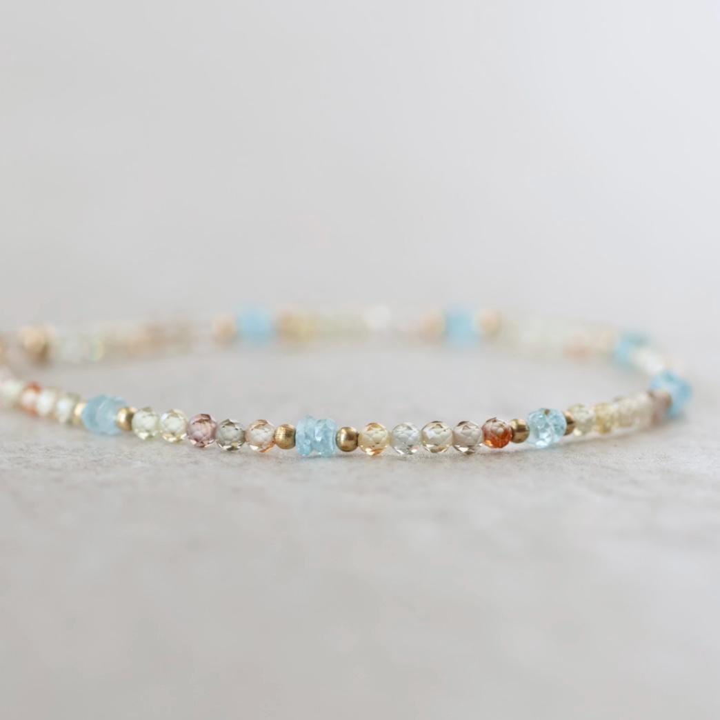 Tiny Blue and Yellow Zircon Bracelet