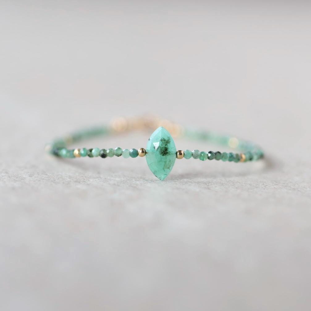 Tiny Natural Emerald Bracelet