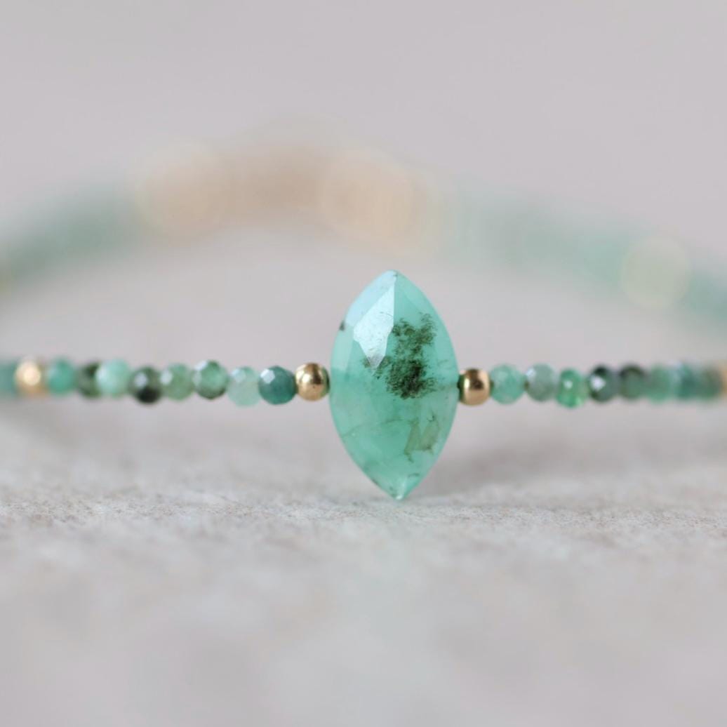 Tiny Natural Emerald Bracelet