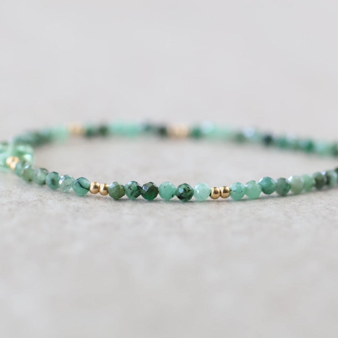 Tiny Natural Emerald and Green Sapphire Bracelet