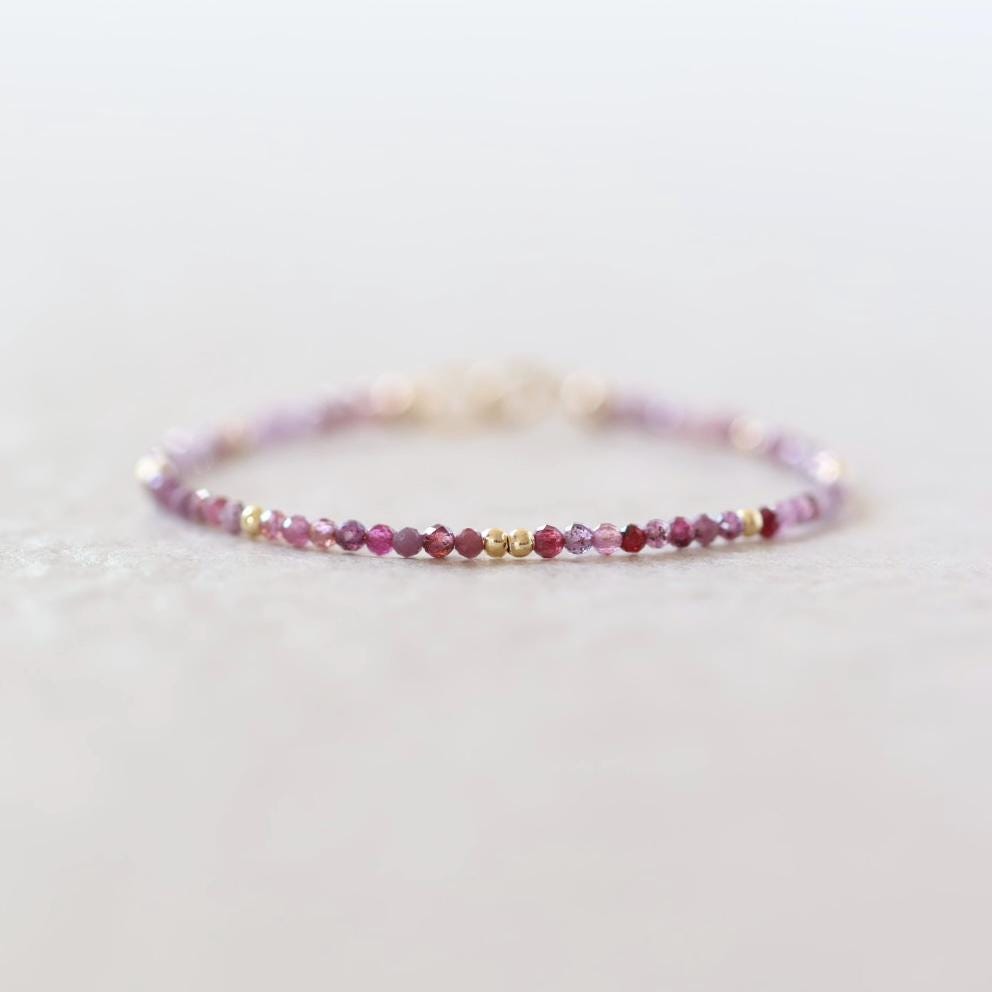 Tiny Natural Ruby Beaded Bracelet