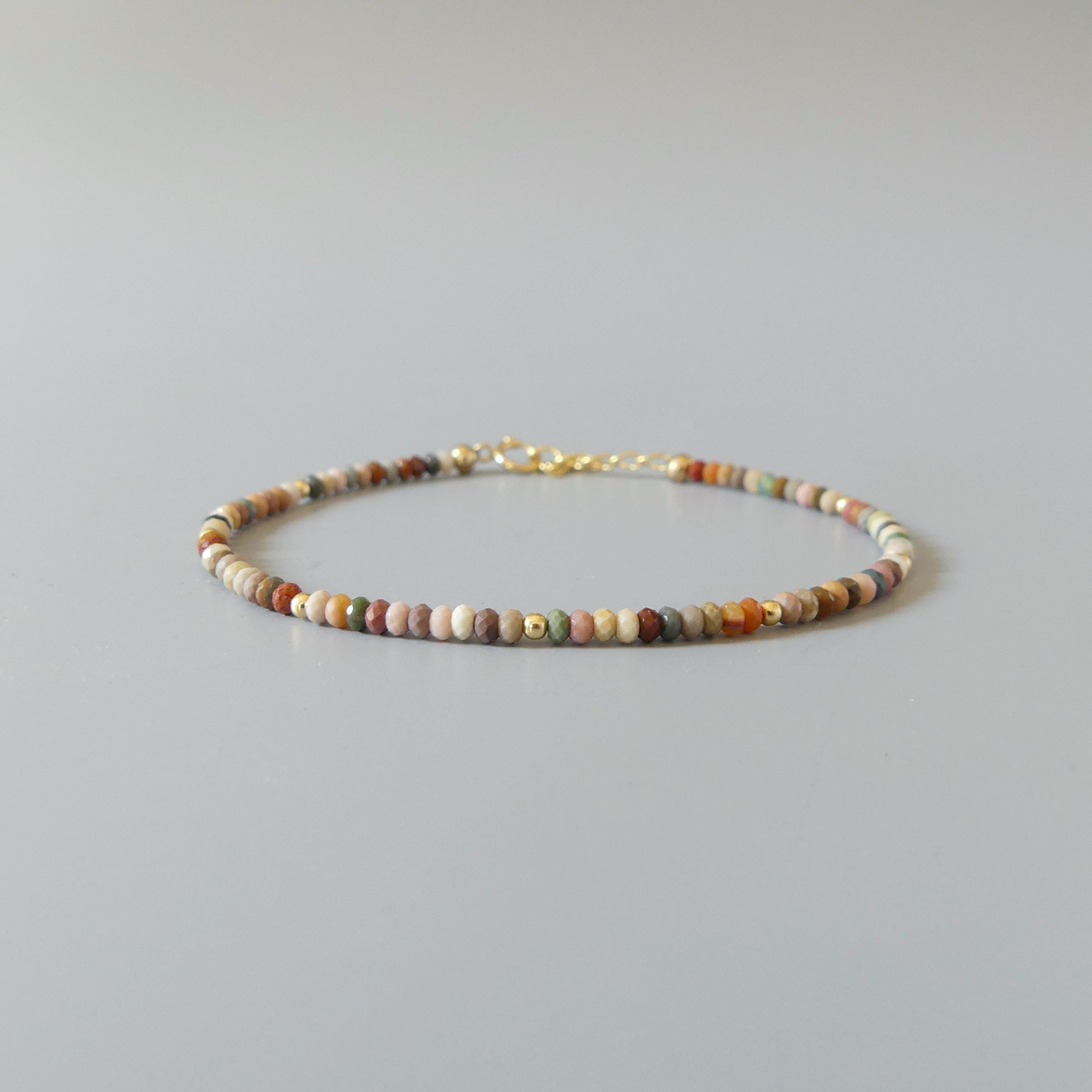 Tiny Fancy Jasper Bracelet Dainty Ocean Jasper Rainbow Crystal Bracelet Gemstone Delicate Minimalist Jewelry Healing Birthday Gift Mom Wife