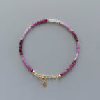 Tiny Ombre Ruby Bracelet Dainty Gold Filled Bead Bracelet Minimalist July Birthstone Bracelet Stacking Birthday Gift 40th Anniversary