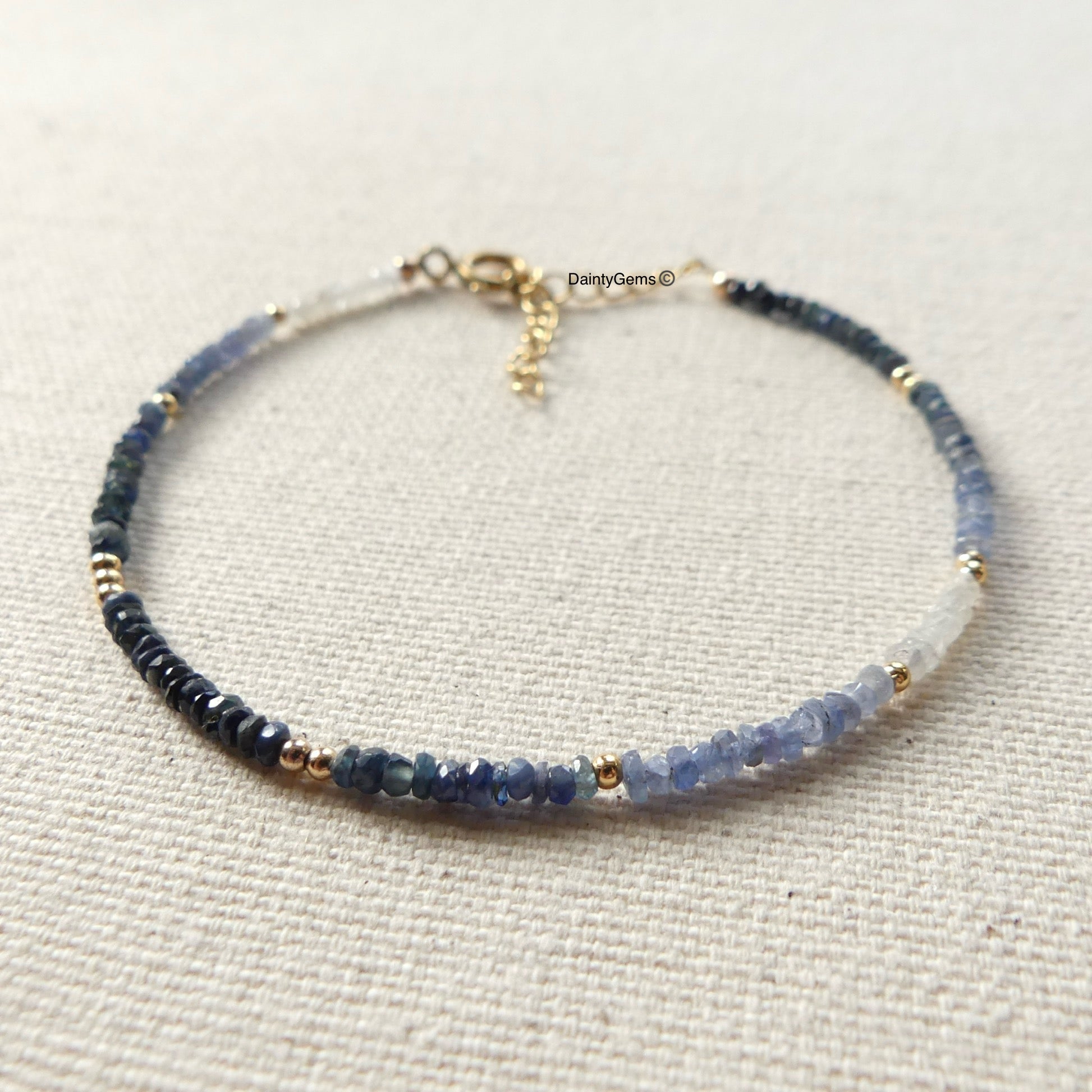 dainty ombre sapphire bracelet September birthstone jewelry meaningful gift unique handmade small business