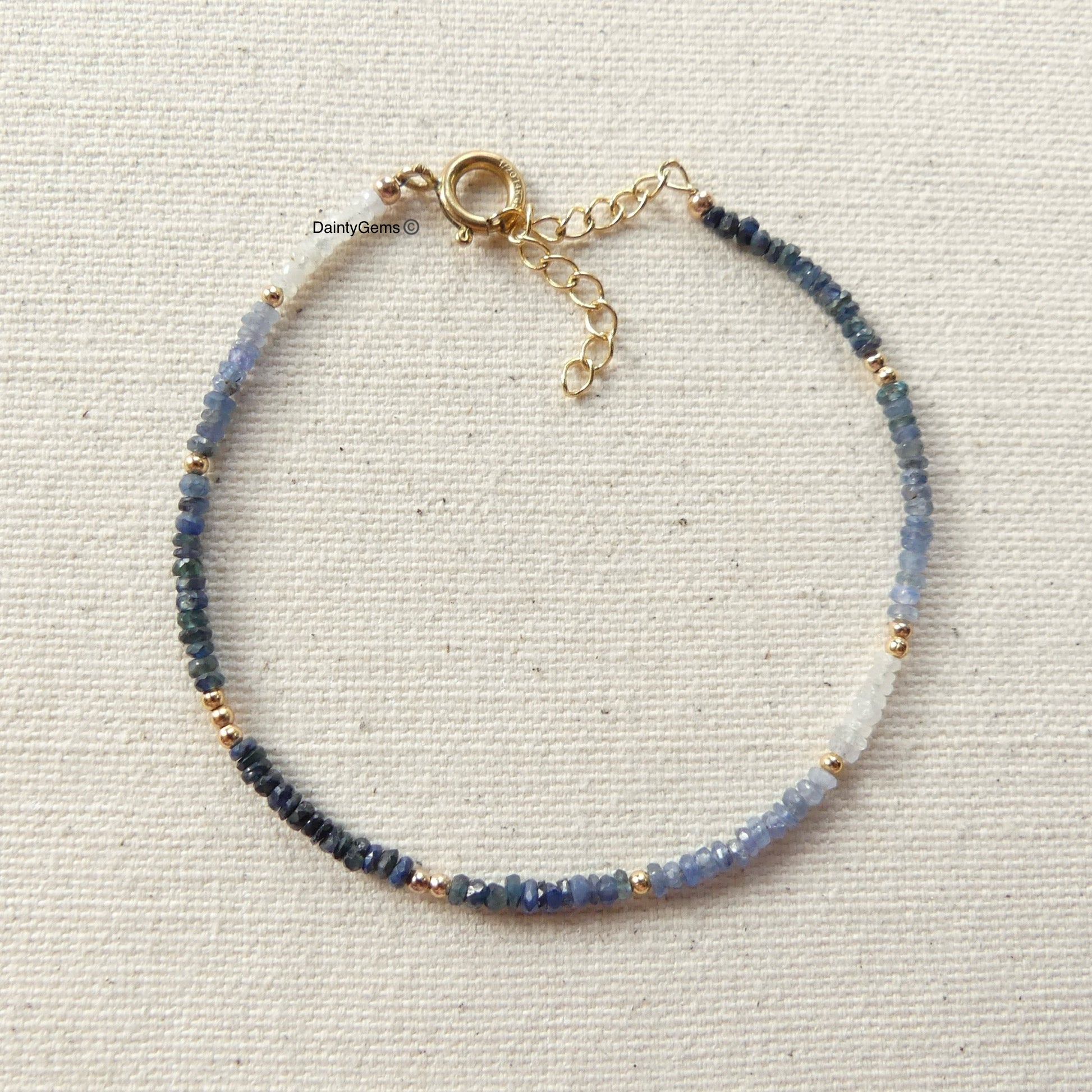 dainty ombre sapphire bracelet September birthstone jewelry meaningful gift unique handmade small business