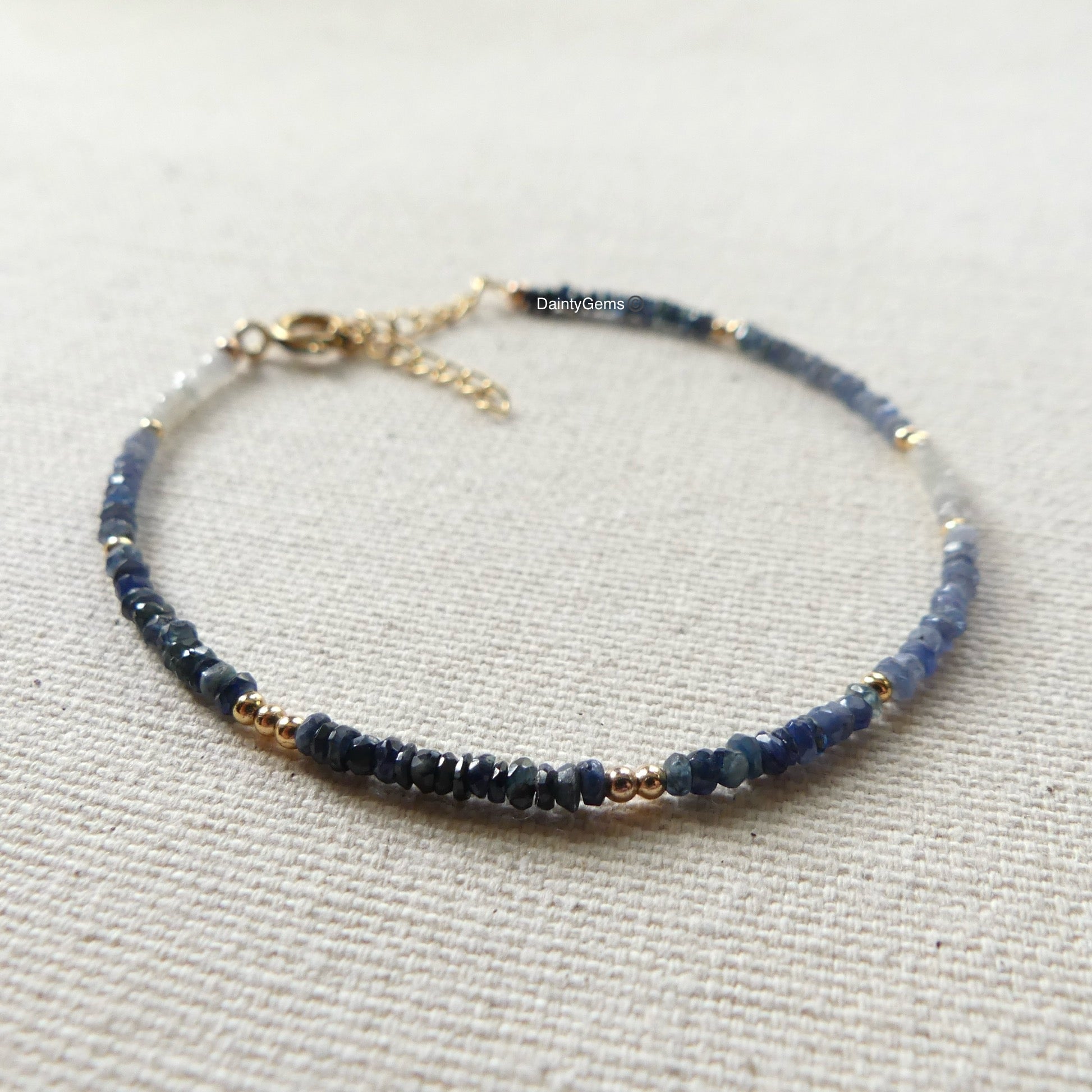 dainty ombre sapphire bracelet September birthstone jewelry meaningful gift unique handmade small business