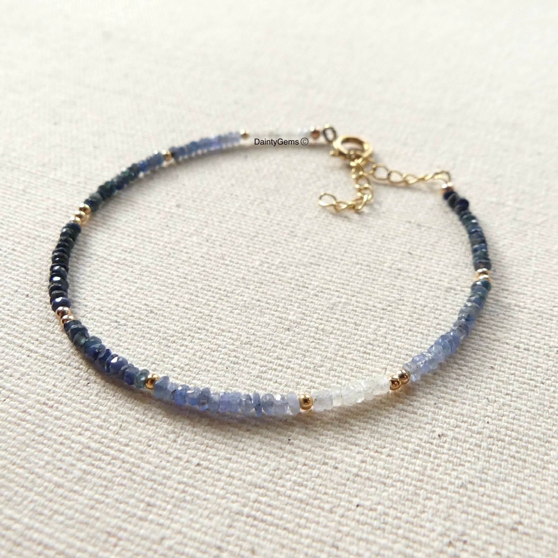 dainty ombre sapphire bracelet September birthstone jewelry meaningful gift unique handmade small business