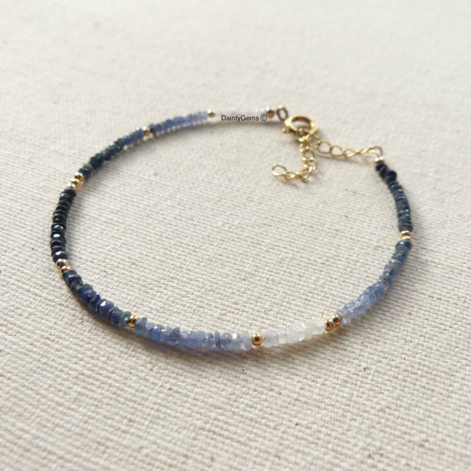 dainty ombre sapphire bracelet September birthstone jewelry meaningful gift unique handmade small business