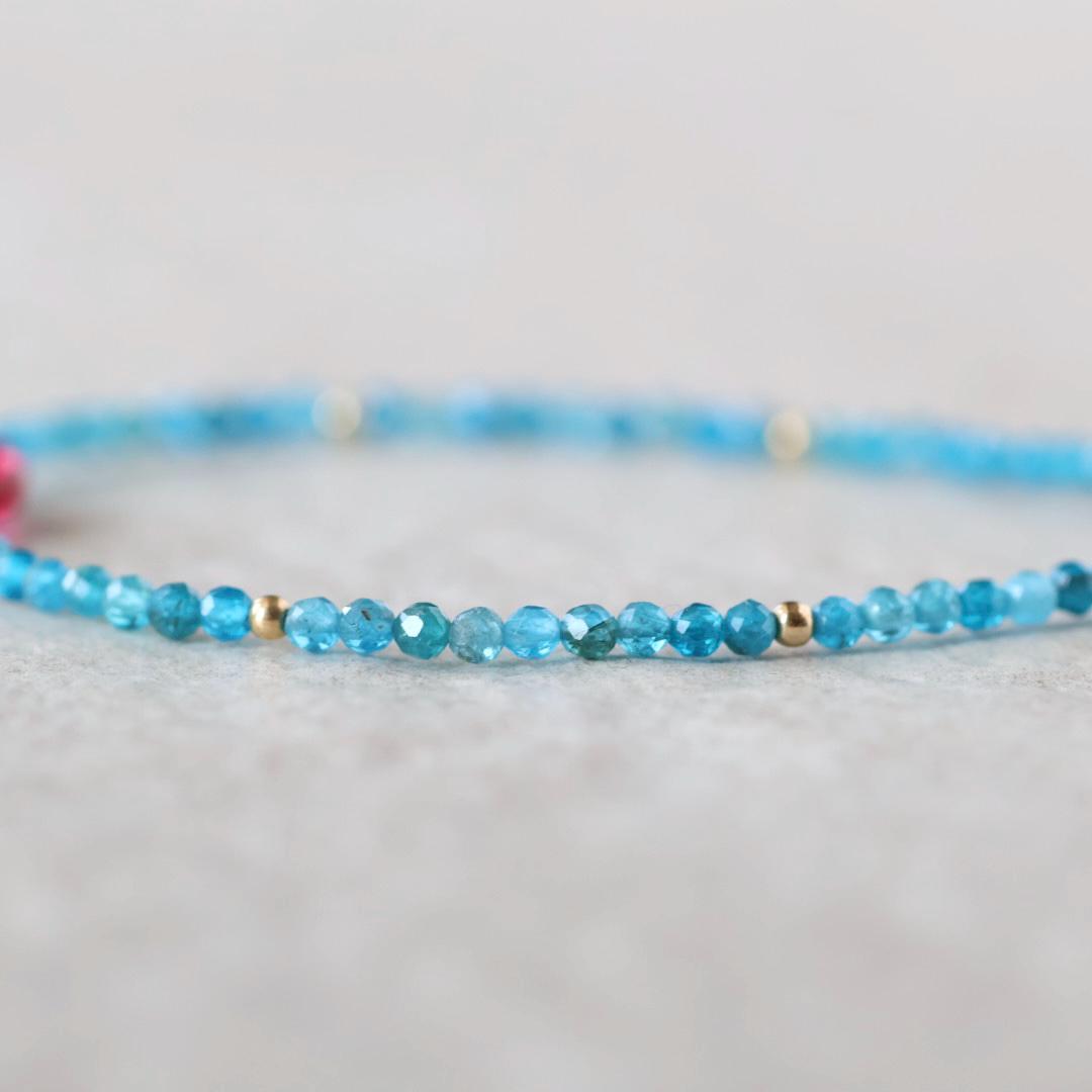 Tiny Apatite and Ruby Bracelet